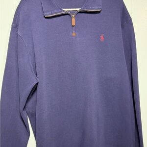 Polo Ralph Lauren Navy Quarter-Zip Pullover with Pink Pony